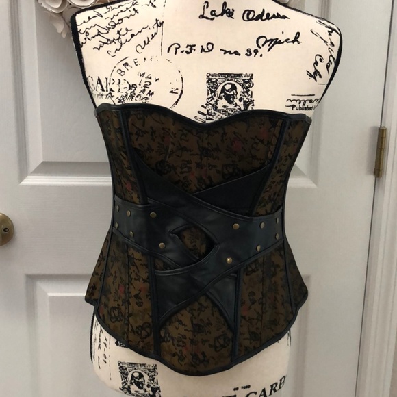 Other - Oriental pattern metallic brown corset